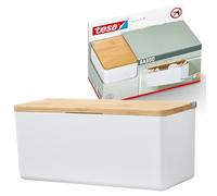 tesa Boîte salle de bains Baboo 40522-00000-00 – couvercle bambou, fixation sans perçage, blanc