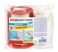 TESA Bâche de protection et ruban de masquage en un produit - 20 m x 50 cm - 1 recharge offerte