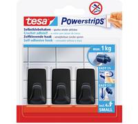 tesa Black Hooks S Crochet adhésif Powerstrips petit carré (l x H) 14 mm x 34 mm noir Contenu: 3 pc(s)