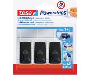 tesa Black Hooks S Crochet adhésif Powerstrips petit carré (l x H) 14 mm x 34 mm noir Contenu: 3 pc(s)