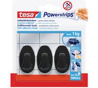tesa Black Hooks S Crochet adhésif Powerstrips petit ovale (l x H) 14 mm x 34 mm noir Contenu: 3 pc(s)