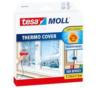 tesa Calfeutrer Film de Survitrage - Film Isolant Transparent pour Fenêtres - Ruban Adhésif Double Face d'Installation inclus - 1,7 m x 1,5 m