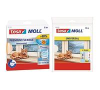 Tesa Calfeutrer Joint Portes & Fenêtres - Comble TOUS les espaces Premium - Transparent - 6 m x 9 mm x 7 mm & Calfeutrer Joint Portes & Fenêtres - Profil I standard - Blanc - 10 m x 15 mm x 4 mm