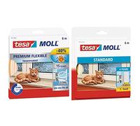 Tesa Calfeutrer Joint Portes & Fenêtres - Comble TOUS les espaces Premium - Transparent - 6 m x 9 mm x 7 mm & Calfeutrer Joint Portes & Fenêtres - Profil I standard - Blanc - 6 m x 9 mm x 4 mm