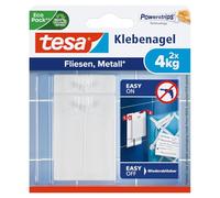 tesa Clou Adhésif pour Carrelage & Métal 4kg - Clou Autocollant pour Surfaces Lisses et Solides dans les Salles de Bains et Cuisines - Clou Adhésif pour une Capacité de 4 kg