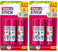 Tesa Colles Bâton de Colle Promo - Stick de Colle pour Papier et Carton - Colle sans Solvant et Écologique pour Les Loisirs, l'École et Le Bureau, 3x 10 g, Rose 57076-00200-03 (Lot de 2)