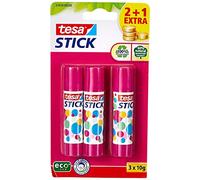 tesa Bâton de colle Ecologo 570760020002 – Sans solvant, Écologique, papier & carton, 3x10 g Rose