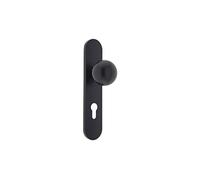 tesa commande extérieure pour garniture antipaniques en applique, poignée bouton fixe avec trou de clé 72 mm, noire, vis incluses