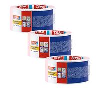 tesa Crêpe de précision 4333 Sensitiv - Pack de 3 - Crêpe de peintre pour masquer les surfaces délicates à l'intérieur - ruban de peintre ultra-plat - rose clair - 50 m x 50 mm chaque