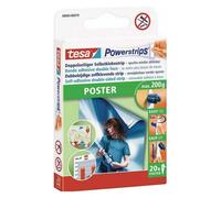 tesa, Crochet adhésif + clou adhésif, 3x Powerstrips POSTER, 200g Halteleistung, 60x doppelseitige Klebestreifen