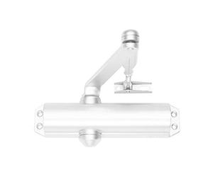 TESA DC120 DC120-9016 Ferme-Porte, en 4, pour Portes jusqu'à 80 kg, Bras articulé, pour Portes Coupe-feu, Finition Blanche RAL 9016, Installation en Surface, contrôle de Fermeture réglable