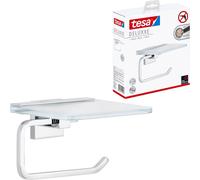 tesa Deluxxe Toilettenrollenhalter mit Ablage silber