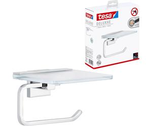 tesa Deluxxe Toilettenrollenhalter mit Ablage silber