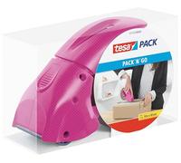 tesa Distributeur ruban d'emballage Pack n Go rose - rouleau adhésif 50 m x 50 mm (long. max. 66 m)