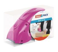 tesa Distributeur ruban d'emballage Pack n Go rose - rouleau adhésif 50 m x 50 mm (long. max. 66 m)