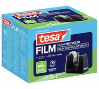tesa Dévidoir de Bureau Smart Recycled et 1 Rouleau tesafilm Clear Recycled | Dérouleur avec ruban adhésif inclus, 10 m x 15 mm - Doté d'une base antidérapante pour un maintien sûr