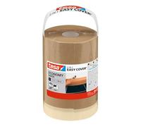 Tesa Easy Cover UNIVERSAL Bâche de Masquage en Papier pour Peinture 2-in-1 avec Ruban de Masquage Auto-Adhésif pour les Travaux de Peinture et de Rénovation - 25 m x 18 cm Brun