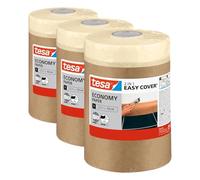 Tesa Easy Cover UNIVERSAL Bâche de Masquage en Papier pour Peinture 2-in-1 avec Ruban de Masquage Auto-Adhésif pour les Travaux de Peinture et de Rénovation - 20 m x 15 cm (Lot de 3)
