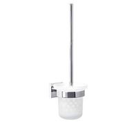tesa® Ekkro Ensemble mural brosse WC, finition brillante Métal Chromé, Montage sans perçage, 390mm x 116mm x 147mm