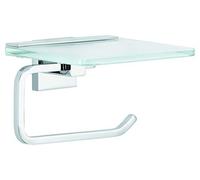 tesa Deluxxe Toilettenrollenhalter mit Ablage silber