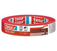 tesa Excellent Ruban de Masquage pour Peinture avec Support en Papier Fin - Pour Toutes les Peintures, Vernis et Laques - Pour Usage Intérieur - 50 m x 19 mm Rouge