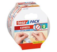 tesa Express Ruban adhésif transparent 50m x 50mm | Ruban colis ultra-transparent en film PE - Déchirable à la main, résistant UV et vieillissement - À déroulement silencieux