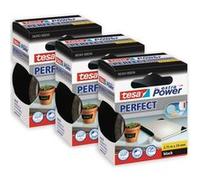 tesa extra Power Perfect - Lot de 3 rouleaux de ruban Adhésif Toilé - Ruban de Réparation pour Artisanat, Fixation, Renforcement et Étiquetage - Noir - 2,75 m