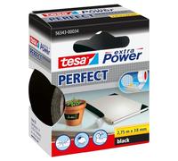 tesa extra Power Perfect - Ruban Adhésif Toilé - Ruban de Réparation pour Artisanat, Fixation, Renforcement et Étiquetage - Noir - 2,75 m x 38 mm