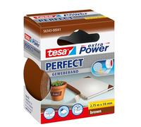 tesa extra Power Perfect - Ruban Adhésif Toilé - Ruban de Réparation pour Artisanat, Fixation, Renforcement et Étiquetage - Marron - 2,75 m x 38 mm