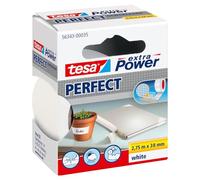 tesa extra Power Perfect - Ruban Adhésif Toilé - Ruban de Réparation pour Artisanat, Fixation, Renforcement et Étiquetage - Blanc - 2,75 m x 38 mm