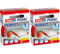 Tesa extra Power Perfect - Ruban Adhésif Toilé - Ruban de Réparation pour Artisanat, Fixation, Renforcement et Étiquetage - Rouge - 2,75 m x 19 mm (Lot de 2)