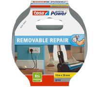 tesa Ruban toilé extra Power Removal Repair – adhérent, se retire sans trace – 10 m x 38 mm Gris
