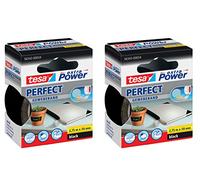 Tesa Extra Power Ruban adhésif en toile, noir, 38mm │ 2er Pack