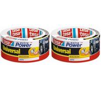 Tesa extra Power Universal - Ruban Adhésif Toilé pour Réparations, Fixation, Regroupement, Étanchéité ou Emballage - Blanc - 25 m x 50 mm (Lot de 2)