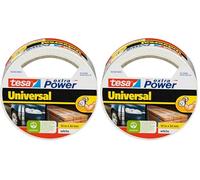 Tesa extra Power Universal - Ruban Adhésif Toilé pour Réparations, Fixation, Regroupement, Étanchéité ou Emballage - Blanc - 10 m x 50 mm (Lot de 2)
