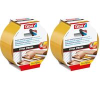 Tesa Extra Strong Ruban Adhésif Double Face de Fixation pour Sols Irréguliers - Rouleau Auto-Adhésif Antidérapant pour Moquette et Revêtements de Sol en PVC - 10 m x 50 mm (Lot de 2)