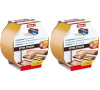 Tesa Extra Strong Ruban Adhésif Double Face de Fixation pour Sols Irréguliers - Rouleau Auto-Adhésif Antidérapant pour Moquette et Revêtements de Sol en PVC - 5 m x 50 mm (Lot de 2)