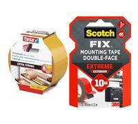 Tesa Extra Strong Ruban Adhésif Double Face de Fixation pour Sols Irréguliers & Scotch-Fix Ruban Adhésif Double Face de fixation Extrême pour Extérieur, 19 mm x 1,5 m - Pour un Usage Extérieur