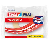 tesa Film transparent - Ruban adhésif transparent avec forte adhérence - Résistant au vieillissement et à la déchirure - 33 m x 15 mm
