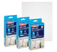 tesa Insect Stop Auto-Agrippant STANDARD pour Fenêtres - Filet Anti-Moustiques Adhésif - Découpable à la Dimension Souhaitée - Blanc, Lot de 3, 130 cm x 150 cm