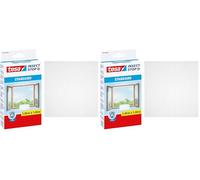 tesa Insect Stop Auto-Agrippant STANDARD pour Fenêtres - Filet Anti-Moustiques Adhésif - Découpable à la Dimension Souhaitée - Blanc, 100 cm x 100 cm (Lot de 2)