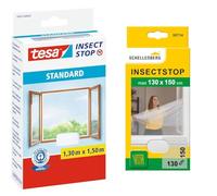 Tesa Insect Stop Auto-Agrippant STANDARD pour Fenêtres - Filet Anti-Moustiques Adhésif & Schellenberg 50714 Moustiquaire fenêtre recoupable aux dimensions souhaitées, avec ruban