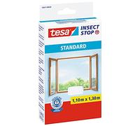 tesa Insect Stop H&L Fly Screen Windows - Moustiquaire pour fenêtre - avec Ruban Crochet, pouvant être coupé à la Taille - 1x 110 cm x 130 cm - Blanc