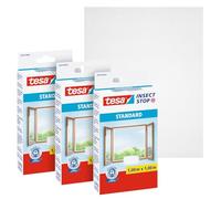 tesa INSECT STOP H&L Fly Screen Windows - Moustiquaire pour fenêtre - avec ruban crochet, pouvant être coupé à la taille - 3x 100cm x 100cm - Blanc
