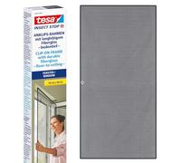 tesa Insect Stop Moustiquaire à Clipser - Grande Fenêtre - 1,2 x 2,4 m | Cadre à découper pour fenêtre en PVC avec moustiquaire en fibre de verre - Clips de fixation adhésifs, anthracite transparent