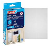 tesa INSECT STOP Moustiquaire Auto-agrippante - 110 x 130 cm - Anthracite | Moustiquaire à découper pour fenêtre - Sans perçage, protection anti-moustiques avec bande auto-agrippante adhésive - Lavable