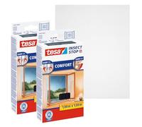 tesa INSECT STOP Moustiquaire Auto-agrippante Prem. 2x 100x100 cm Anthrac. | 2 moustiquaires à découper pour fenêtre - Sans perçage, bande auto-agrippante résistante, retrait sans résidus - Transparent