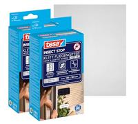 Tesa INSECT STOP Moustiquaire Auto-agrippante Prem. 2x 130x150 cm Anthrac. | 2 moustiquaires à découper pour fenêtres - Sans perçage, bande auto-agrippante résistante, retrait sans résidus - Transparent