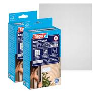 Tesa INSECT STOP Moustiquaire Auto-agrippante Premium 2x 120x240cm Anthrac. | 2 moustiquaires à découper pour fenêtres - Sans perçage, bande auto-agrippante résistante, retrait sans résidus - Transparent