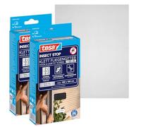 Tesa INSECT STOP Moustiquaire Auto-agrippante Premium 2x 130x130cm Anthrac. | 2 moustiquaires à découper pour fenêtres - Sans perçage, bande auto-agrippane résistante, retrait sans résidus - Transparent